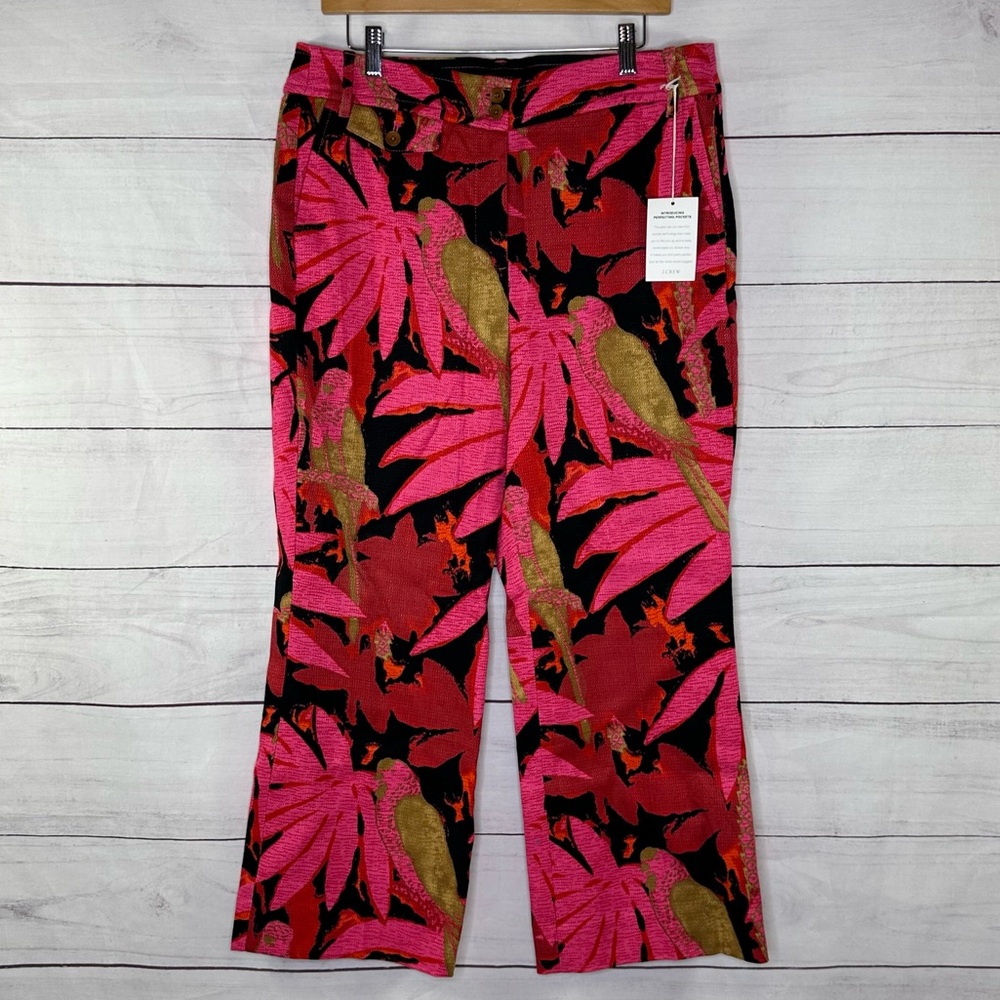 J. Crew High-waisted Kickout Crop Pant in Palm Print Grasscloth‎ Size 14